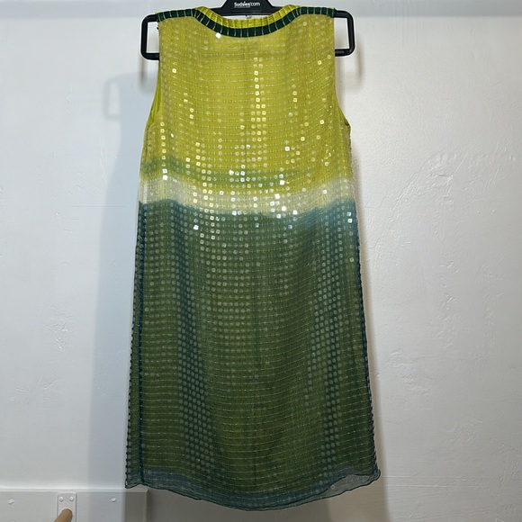 NWT Max Studio Special Edition 100% Silk Sequin Lined Green Mini Dress Sz XS - Picture 10 of 13